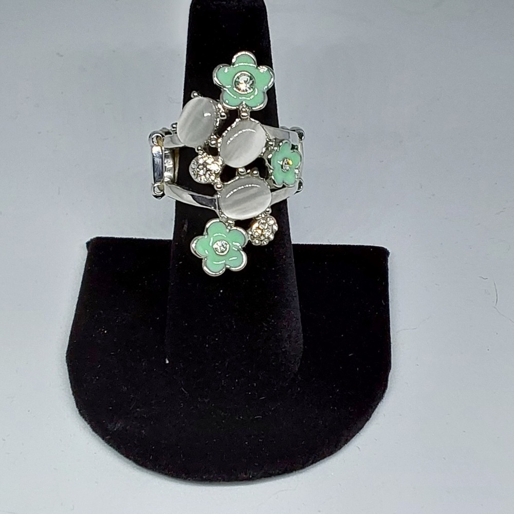 Paparazzi  Women's Adjustable‎ Blue Floral Stretch Ring